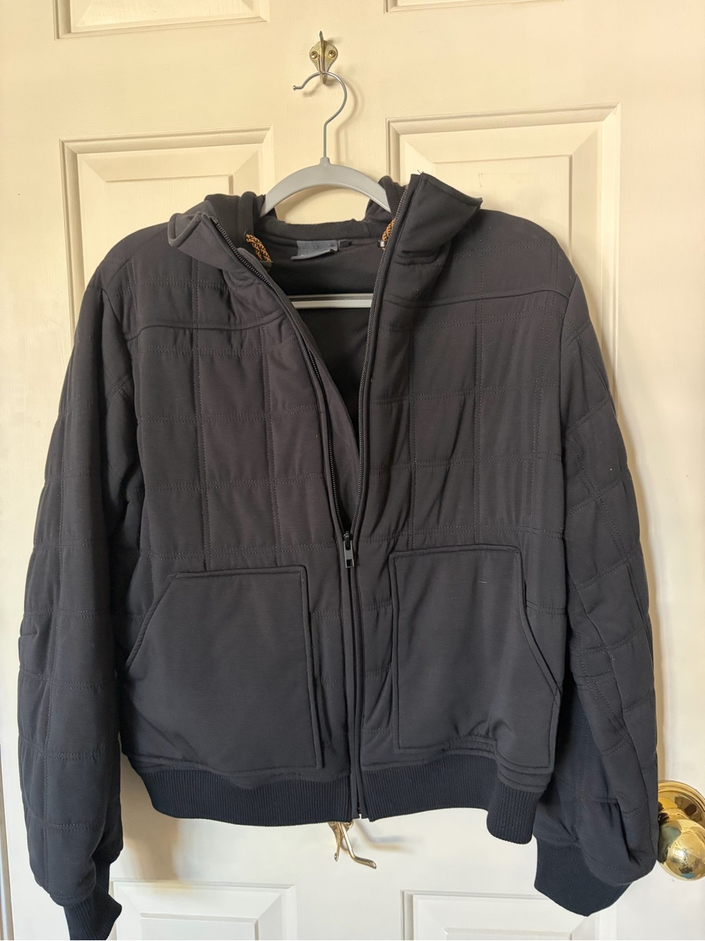 Richer Poorer Women's Black Quilted Bomber Jacket with Hood